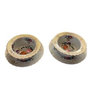 Vintage Royal OMEC Austria Porcelain Berry/ Dessert Bowl/saucer Set 2